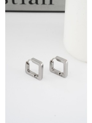 PremiumPort Kadın 316L Paslanmaz Çelik Kare Model Küpe, Şık ve Modern Tasarım