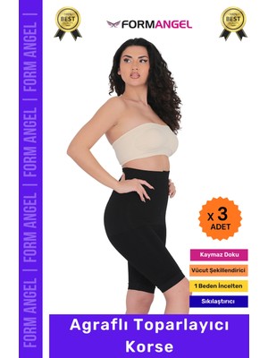 Form Angel #korse Yüksek Bel Karın Mide Toparlayıcı Popo Sıkılaştırıcı Paçalı Kadın Agraflı Korse - 3 Adet
