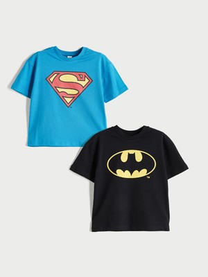 Lc Waikiki Yeni Sezon Batman ve Superman Lisanslı Erkek Çocuk Tişört 2'li