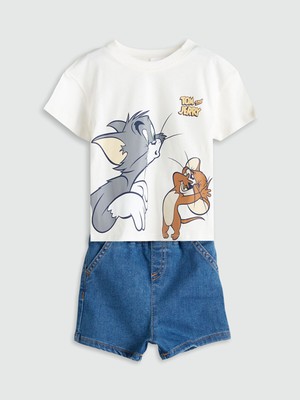 Lc Waikiki Yeni Sezon Tom & Jerry Baskılı Erkek Bebek Tişört ve Şort 2'li