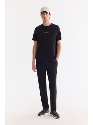 AVVA Erkek Siyah Beli Lastikli Bağcıklı Hızlı Kuruyan Kırışmaz Regular Fit Eşofman Altı A61Y3416