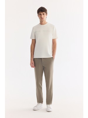 AVVA Erkek Haki Yanı Lastikli Kırışmaz Teknik Kumaş Slim Fit Pantolon A61Y3077