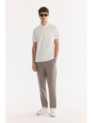 AVVA Erkek Vizon Yanı Lastikli Kırışmaz Teknik Kumaş Slim Fit Pantolon A61Y3077