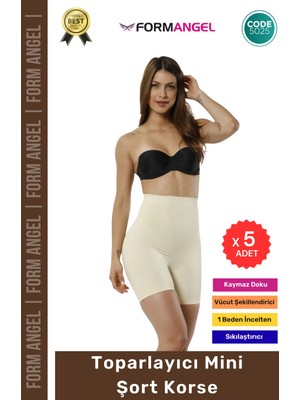 Form Angel #korse Seamless Dikişsiz Vücut Şekillendirici Kaymaz Kadın Toparlayıcı Mini Şort Korse - 5 Adet