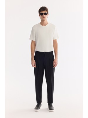 AVVA Erkek Siyah Beli Lastikli Kırışmaz Teknik Kumaş Relaxed Fit Pantolon A61Y3063