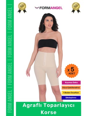 Form Angel #korse Yüksek Bel Karın Mide Toparlayıcı Popo Sıkılaştırıcı Paçalı Kadın Agraflı Korse - 5 Adet