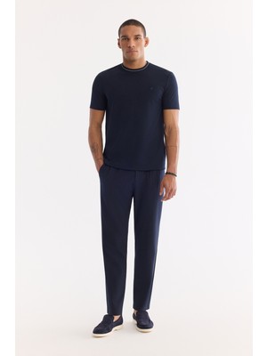 AVVA Erkek Lacivert Klasik Bel Yanı Tokalı Carrot Fit Pantolon A61Y3026