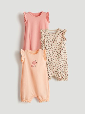 Lc Waikiki Yeni Sezon Çiçekli Kız Bebek Penye Tulum 3'lü