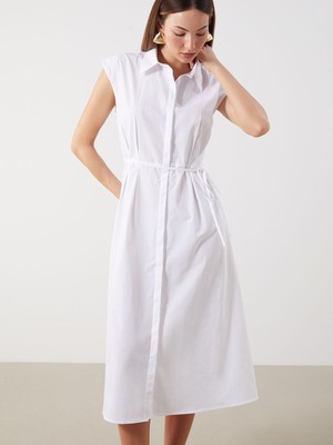 Lc Waikiki Yeni Sezon Belden Oturtmalı Pileli Gömlek Elbise