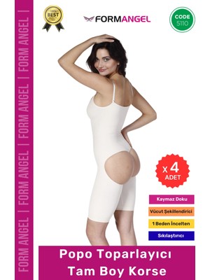 Form Angel #korse Dikişsiz Seamless Şekillendirici Kaymayan Doku Popo Toparlayıcı Tam Boy Korse - 4 Adet