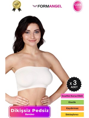 Form Angel #bandeo Seamless Toparlayıcı Kadın Basic Örme Dikişsiz Pedsiz Bandeo Büstiyer - 3 Adet