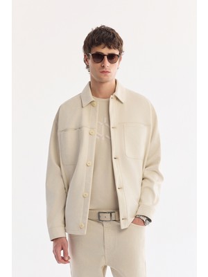 AVVA Erkek Bej Klasik Yaka Süet Dokulu Mevsimlik Comfort Fit Mont A61Y6003