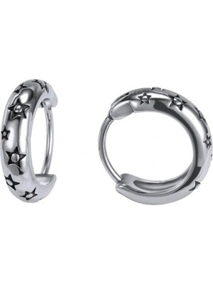 PremiumPort Yıldızlı Spor Halka Çelik Küpe Çift, Şık ve Dayanıklı Tasarım