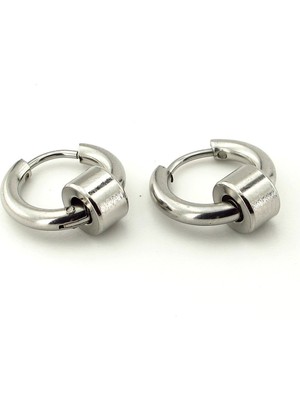 PremiumPort Renkli Çelik Erkek Küpe, Modern ve Şık Takı Tasarımı