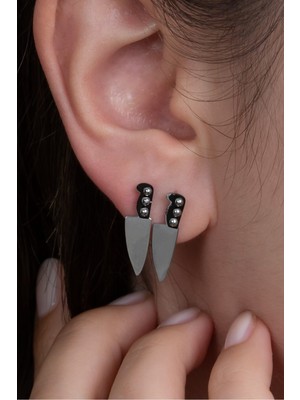 PremiumPort Paslanmaz Çelik Küçük Boy Bıçak Küpe, 2 Adet, Şık Takı Seti