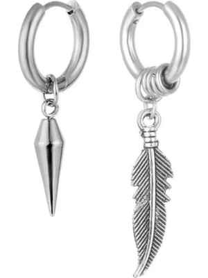 PremiumPort Parlak Gümüş Sallantılı Çelik Halka Küpe, Şık ve Modern Tasarım