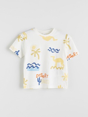 Lc Waikiki Yeni Sezon Bisiklet Yaka Baskılı Erkek Çocuk Tişört