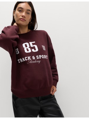 Marks & Spencer Pamuk Karışımlı Sloganlı Yuvarlak Yaka Sweatshirt