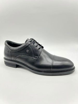 Santorino Ayakkabı Erkek Hakiki Deri Siyah Antik Kauçuk Taban Klasik Ayakkabı