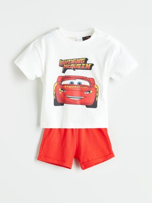 Lc Waikiki Yeni Sezon Bisiklet Yaka Kısa Kollu Arabalar Baskılı Erkek Bebek Tişört ve Şort 2'li Takım