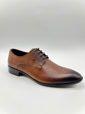 Santorino Ayakkabı Erkek Klasik Hakiki Deri Taba Antik Iğne Baskı Ayakkabı