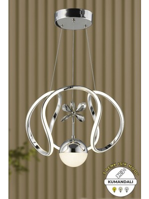 Normadia Kumandalı Krom Sarkıt LED Avize, Renkli ve Dimmerli Modern Tasarım