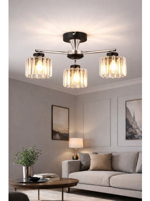 Normadia Parlak Kristal Taşlı Modern Salon, Mutfak ve Yatak Odası Avizesi