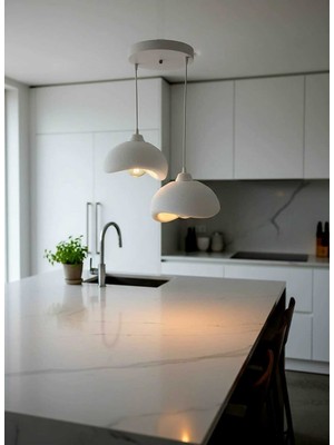 Normadia Doğal Beton Görünüm 2’li Sarkıt Avize Bohem Modern Rustik E27 Hediye