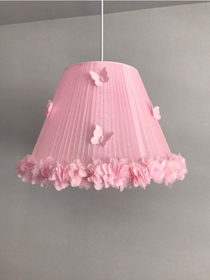 Normadia Pembe Tül Kelebekli Bebek ve Çocuk Odası Avizesi