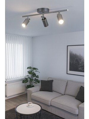 Normadia Şık 3'lü Gri LED Spot Avize, Modern Tasarım, Salon, Mutfak ve Banyo Için