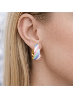 Renkli Mineli Kaplama Halka Küpe