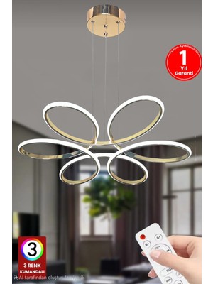 Normadia Renkli Kumandalı Rose Gold Salon LED Avize, Modern ve Şık Tasarım