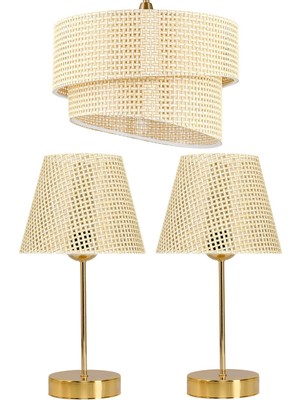 Normadia Modern Rüzgar Hazeran Sarkıt Avize ve Gold Abajur Seti, Şık Aydınlatma