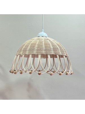 Normadia Doğal Rattan ve Bambu Boncuklu Modern Avize, Şık Aydınlatma Seçeneği