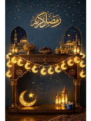 Pairla  1,5 Metre Ramazan Temalı LED Işıklı Süsleme Seti Ramazan Süsleri, Ramazan Hediyem Ramazan Süsü