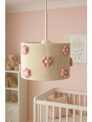 Normadia Makrome Ekru Ponpon Çiçekli Sarkıt Avize, Genç ve Çocuk Odası Dekoru