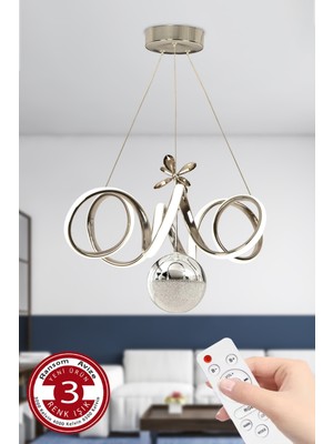 Normadia 3 Renk Toplu Kumandalı Krom Gümüş Dimmerli LED Avize