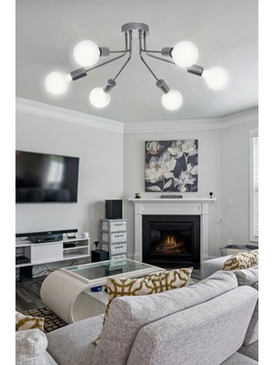 Normadia Modern Gri 6'lı Avize, Salon, Yatak Odası ve Oturma Alanları Için Şık Tasarım