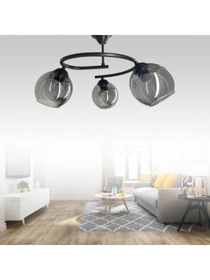 Normadia Şık Siyah 3'lü Füme Camlı Modern Metal Avize, Evinize Zarafet Katın