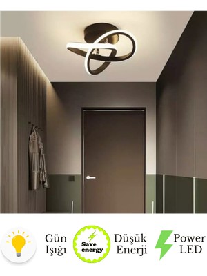 Normadia Şık Siyah LED Plafonyer, Gün Işığı, Enerji Tasarruflu Aydınlatma