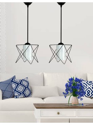 Normadia 2 Adet Prizma White Glass Avize, Mutfak, Antre ve Koridor Için Parlaklık