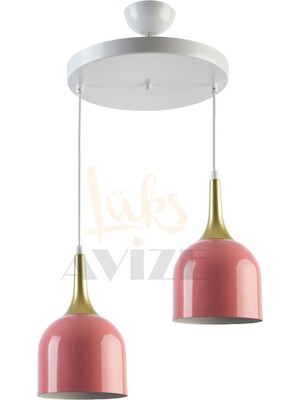 Normadia Modern Pembe Metal Sarkıt Avize, Mutfak ve Cafe Kullanımı, 2'li Set