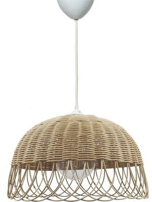 Normadia Doğal Bambu Rattan Hasır Sarkıt Avize, 30 cm Çap, Şık ve Doğal Aydınlatma