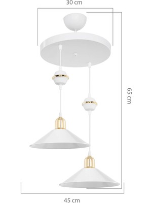 Normadia Beyaz Oturma Odası ve Mutfak Için Şık Ikili Yemek Takımı ve Avize Seti