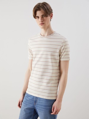 Lc Waikiki Yeni Sezon Bisiklet Yaka Çizgili Erkek Tişört