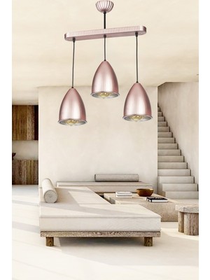 Normadia Modern 3'lü Sıralı Siyah Rose Avize, Şık ve Zarif Aydınlatma Seçeneği