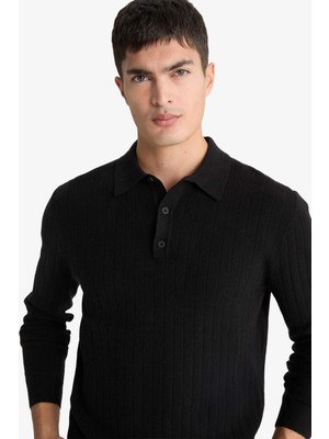 DeFacto Standart Fit Polo Yaka Triko Kazak F7576AX25WN