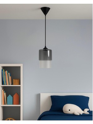 Normadia Noa Gri Cam Siyah Gövde Banyo ve Çocuk Odası Sarkıt Avize