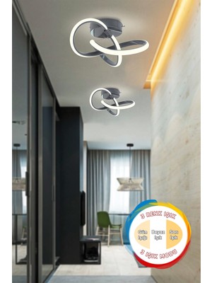 Normadia Modern Füme Plafonyer, 3 Renk Işık, Tavana Sıfır, Salon ve Mutfak Için