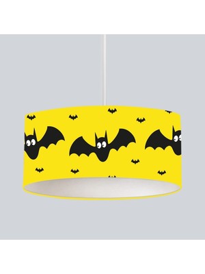 Normadia Çocuk Bebek Odası Sarkıt Avize, Sarı Zemin ve Siyah Yarasa Tasarımı